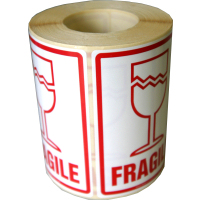 Fragile Labels on a roll of 500 quality stickers<br>tear resistant, not made from paper